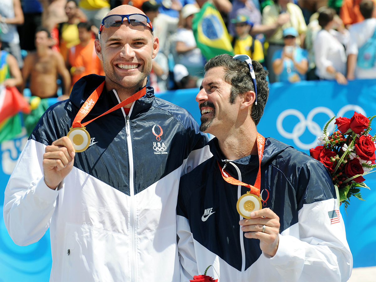 Phil Dalhausser and Todd Rogers with their gold medals in 2008 Beijing