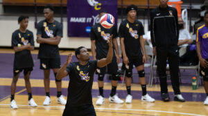 Benedict College men's player serving
