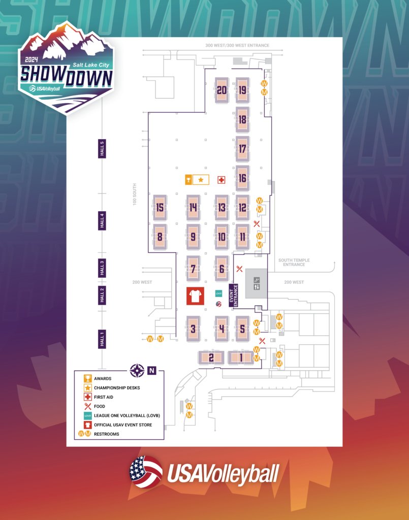 2024 SLC 18s Showdown Court Map USA Volleyball