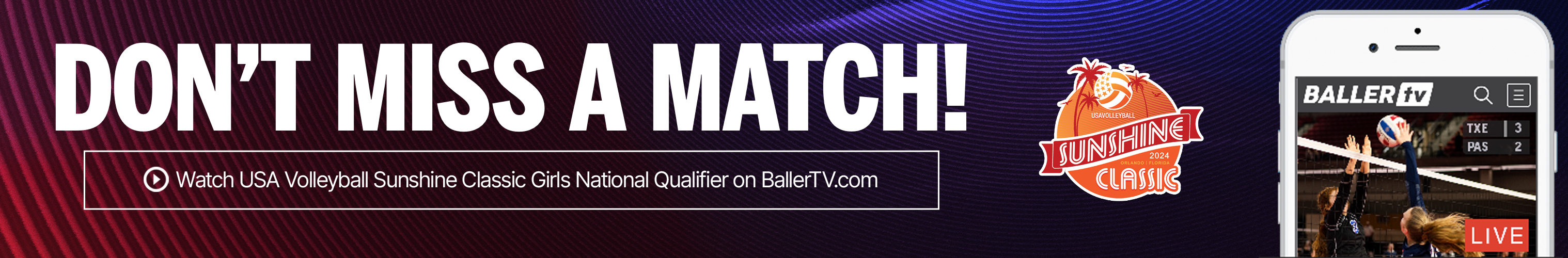 USA Volleyball Sunshine Classic Girls National QualifierWeb Banner E