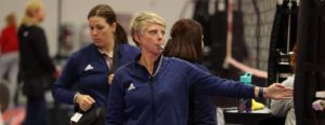 A female referee on the court