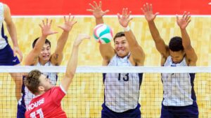 Quinn Isaacson, Patrick Gasman and Jacob Pasteur block
