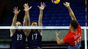 U.S. Men's National Team blockers Taylor Averill and Thomas Jaeschke