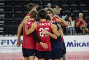 The U.S. Men's National Team in a huddle