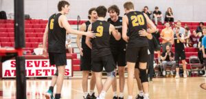 Wentworth celebrates during the 2023 NCAA Tournament (Stevens Athletics).