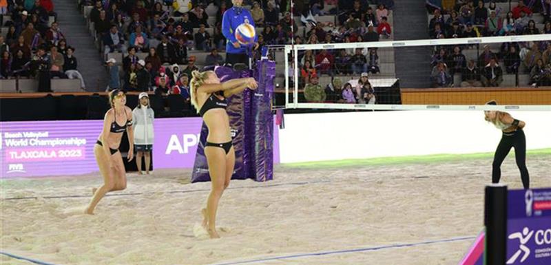 Kelly Cheng and Sara Hughes during the 2023 Beach Pro Tour (FIVB)