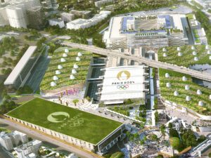 A computer-generated image of the South Paris Arena and rest of the Paris Expo at Porte de Versailles.