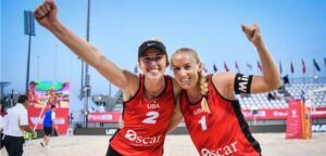 Kelly Cheng and Sara Hughes take third in Doha