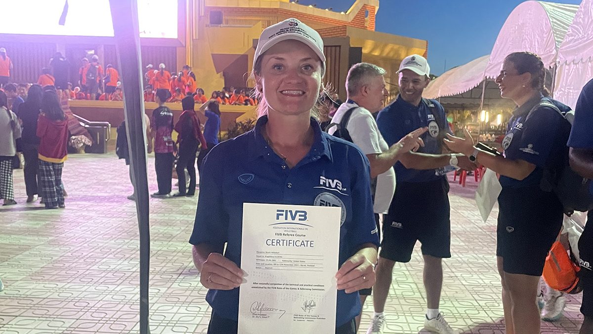Magdalena Gleaves with her beach official accreditation