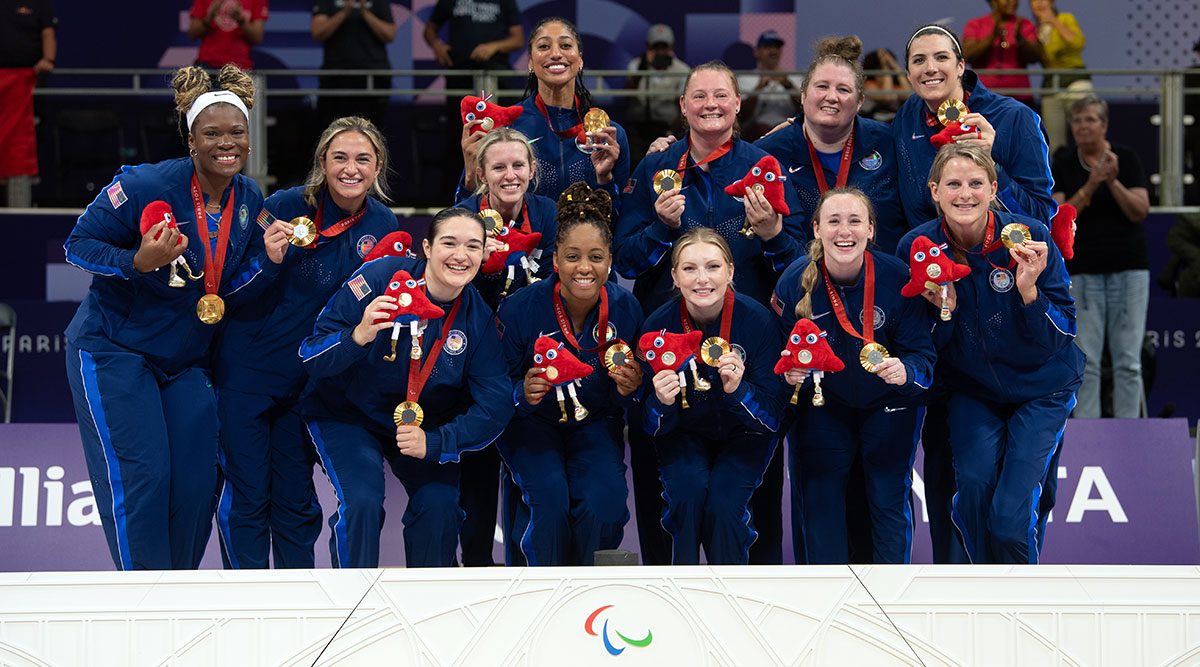 U.S. Paralympic Women's Team with gold medals