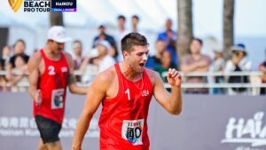 Evan Cory and Cody Caldwell celebrate at 2024 BPT Challenge Haikou (FIVB)