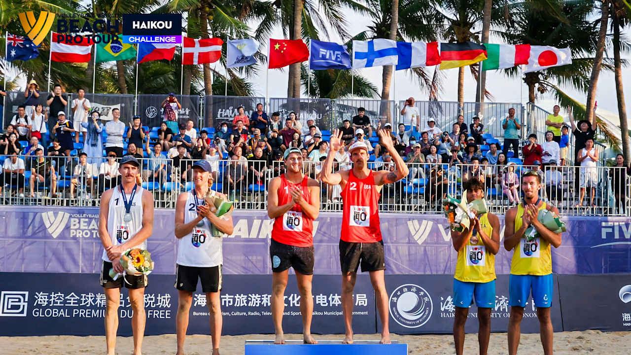 Evan Cory and Cody Caldwell celebrate at 2024 BPT Challenge Haikou (FIVB)