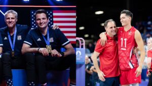 Luka Slabe with Karch Kiraly and Javier Weber with Micah Christenson