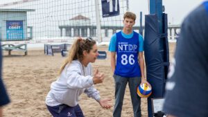 April Ross coaches at an NTDP event