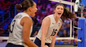Dana Rettke celebrates