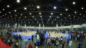An overview of courts at an event