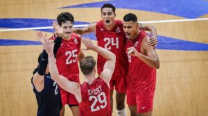 U.S. Men's National Team athletes celebrate against Colombia
