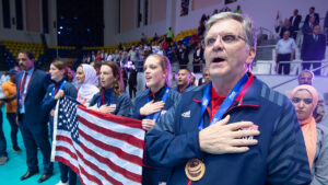JIm Stone at the national anthem