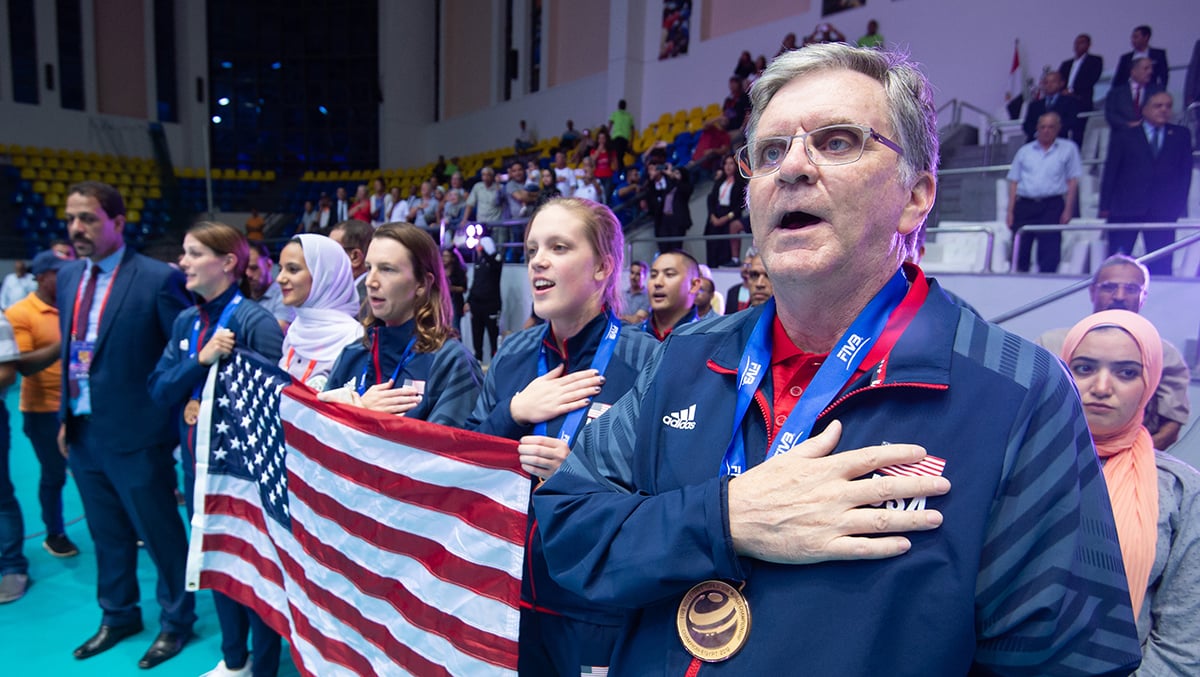 JIm Stone at the national anthem