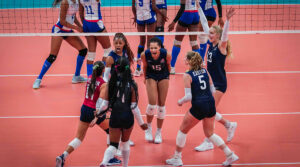 the girls u17 national team celebrates at center court after a point