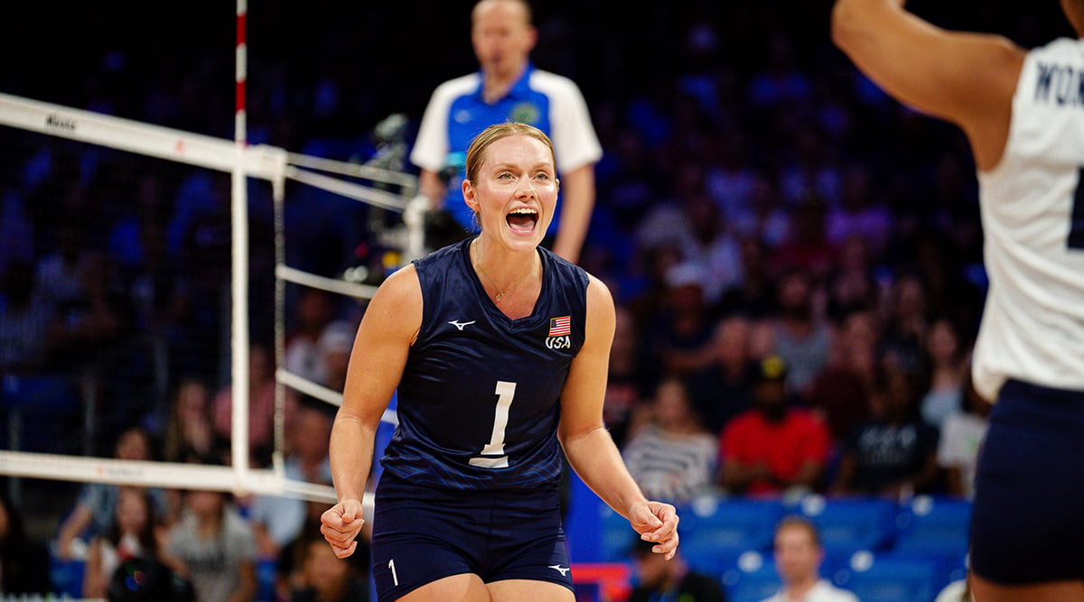 Micha Hancock celebrates