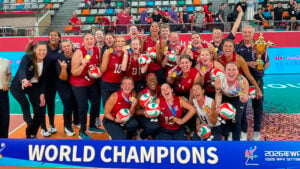 U.s. women's sitting team with gold medals