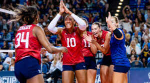 The U.S. women's national team celebrates