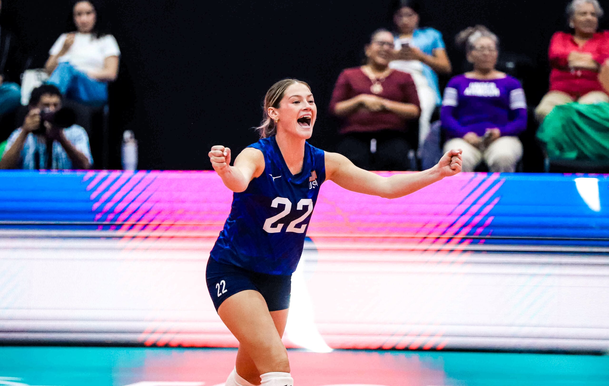 Elena Scott celebrates a point at the 2026 NORCECA Final Six