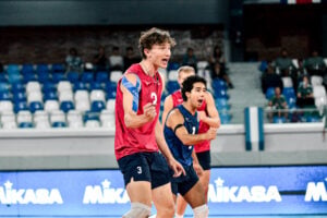 Ayden DesLauriers celebrates a point
